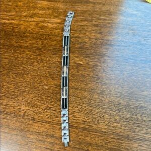 Elegant Stainless Steel and 14k Gold accents Black Men’s Bracelet